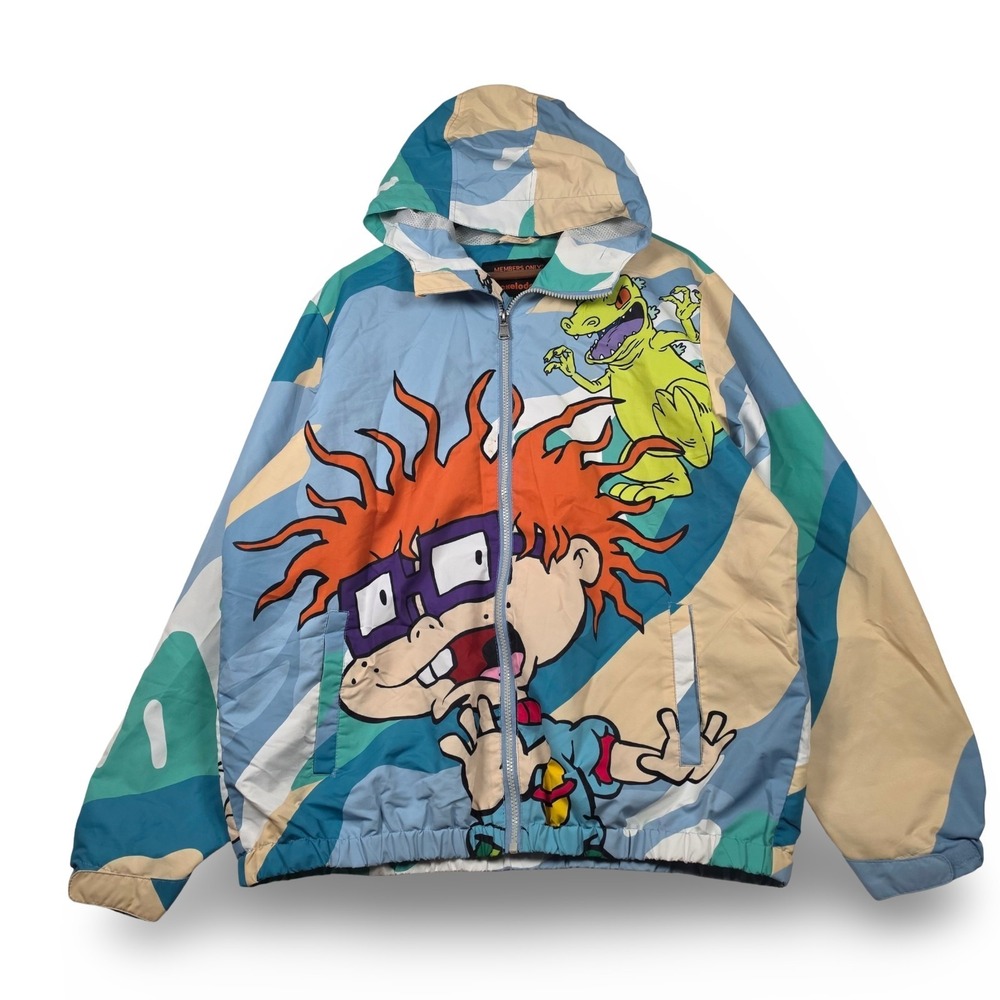 Members Only Nickelodeon Rugrats Mens XL Windbreaker Jacket Chuckie Reptar 90s